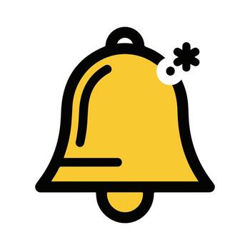 Vibrant yellow notification bell icon with a spark, symbolizing new alerts, important updates, and digital reminders for user attention and communication vector