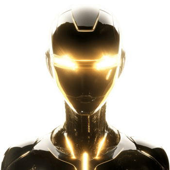 Female Robot with Glowing Eyes in a Futuristic Setting Representing Artificial Intelligence and Technological Advancement png