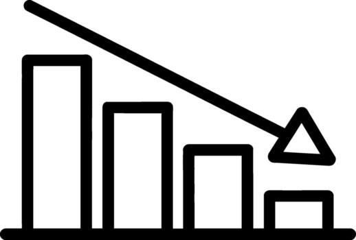 Simple line graph icon representing downward trend bar chart decline business financial data loss vector