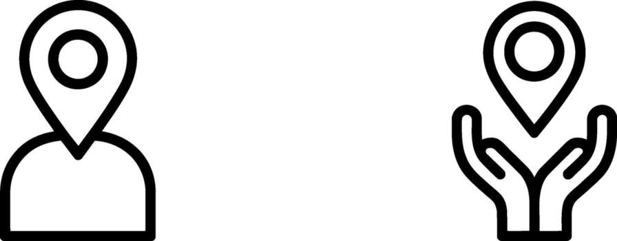 Map pin icon represents location with person and hands for navigation and care concepts vector