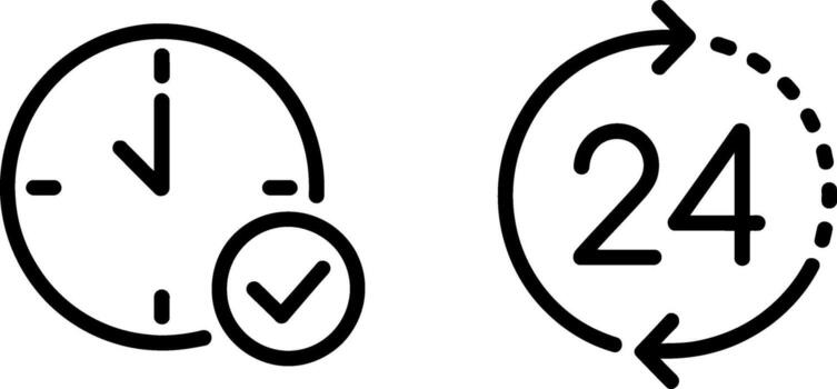 Clock and 24 hour service icons showing time and availability symbols vector