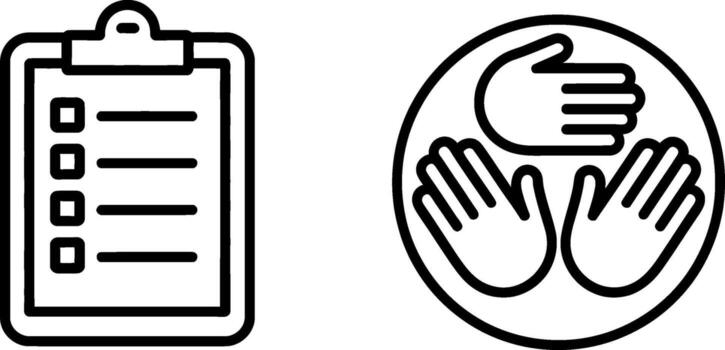 Clipboard checklist and teamwork hands circle icon symbol set modern design elements vector