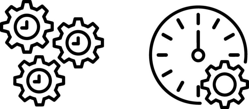 Clock gears icon set symbolizing time management project execution and workflow optimization vector