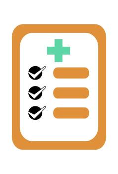 Clipboard with checklist and a medical cross. Medical document with checkmarks and plus sign. Healthcare form with checkmarks and plus sign. vector