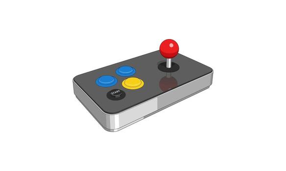 Retro Arcade Joystick Controller with Red Ball and Colorful Buttons. vector