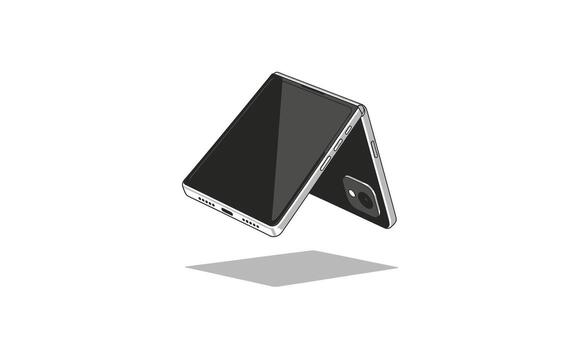 Sleek Foldable Smartphone in Open Position with Modern Design. vector