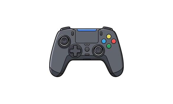 Gray Gamepad with Colorful Buttons and Black Accents, Featuring D-Pad and Analog Sticks. vector