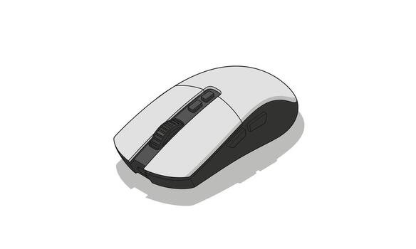Sleek White and Black Wireless Computer Mouse with Scroll Wheel. vector