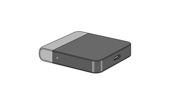 gris cuadrado electrónico dispositivo con redondeado bordes y USB puerto. vector