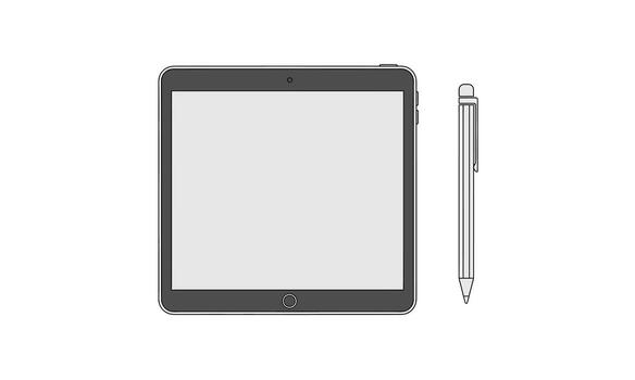 Digital Tablet with Stylus Pen for Creative Work and Note-Taking. vector