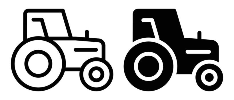 Simple Stylized Tractor Graphics in Black and White for Creative Projects vector