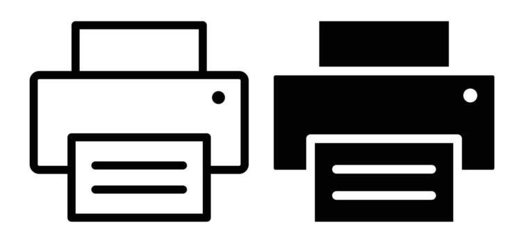 Black and White Printer Icons for Digital and Print Design Use vector