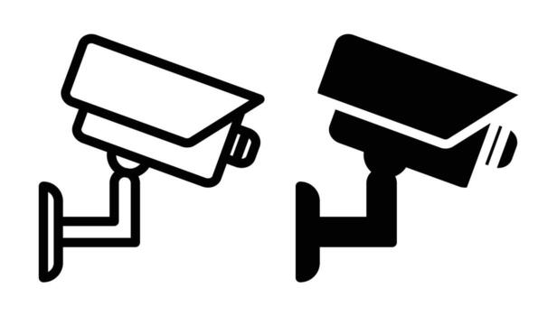 Security Camera Icons in Two Styles - Outline and Solid Design vector