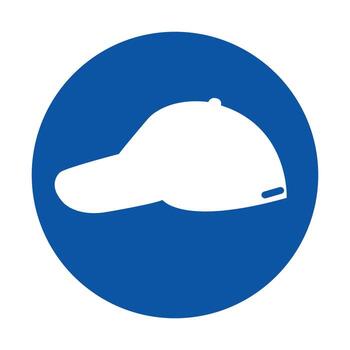 Simple White Cap Icon on Blue Circle Background for Graphic Design Use vector