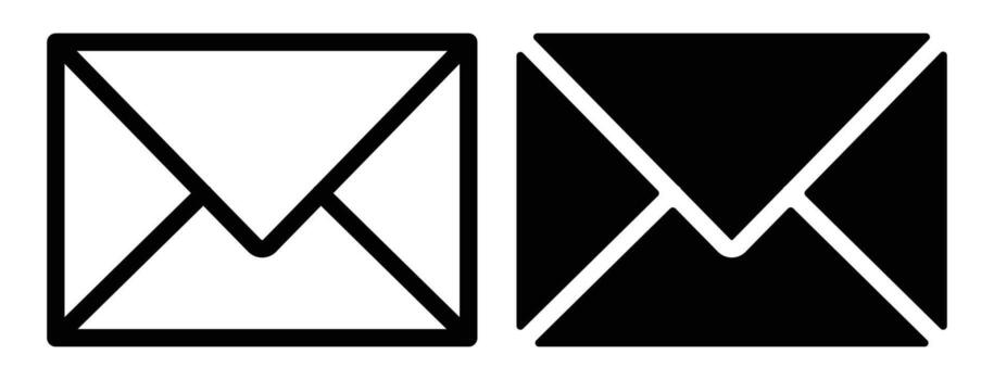 negro y blanco sobres sencillo línea íconos para mensajería y comunicación vector