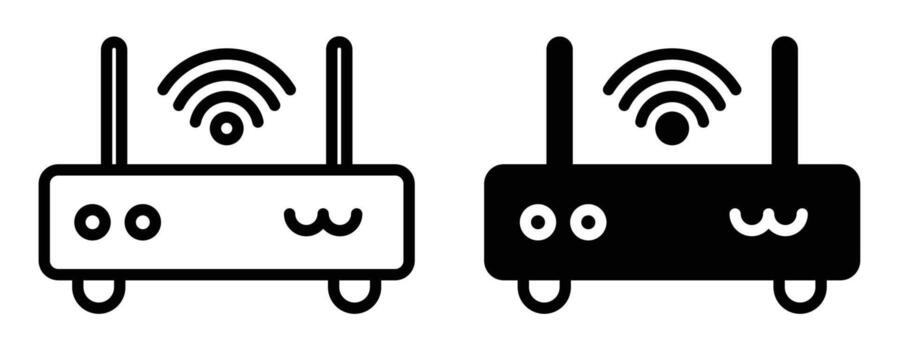 sencillo icono de inalámbrico enrutador en negro y blanco diseño para tecnología utilizar vector