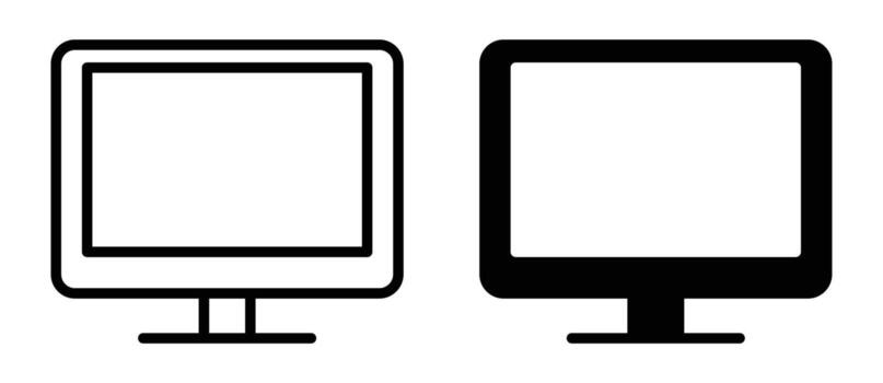 Two Simple Monitor Icons in Black and White for Digital Design Use vector