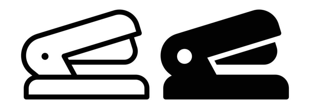 Minimalistic Stapler Icon Set in Black and White for Graphic Design Use vector