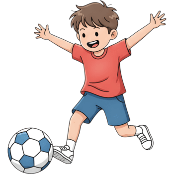 energisch Junge spielen Fußball png