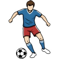 fútbol jugador pateando pelota acción ilustración png