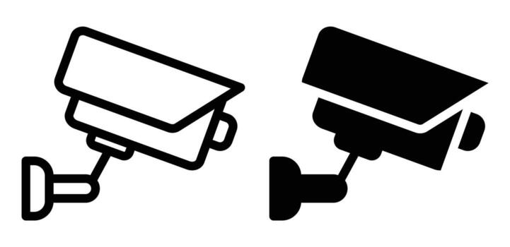 Security Camera Icons in Outline and Solid Styles for Surveillance Graphics vector