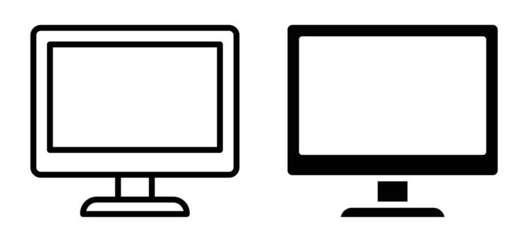 Minimalist Line Art of Two Computer Monitors in Black and White Design vector