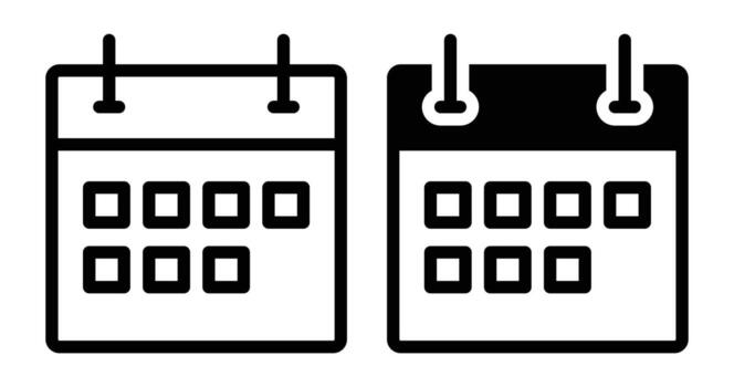 Black and White Calendar Icons for Digital and Print Use in Various Projects vector