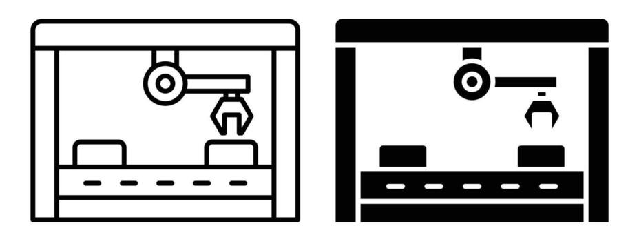 Industrial Robotics Automation with Robotic Arm in Minimalistic Style vector
