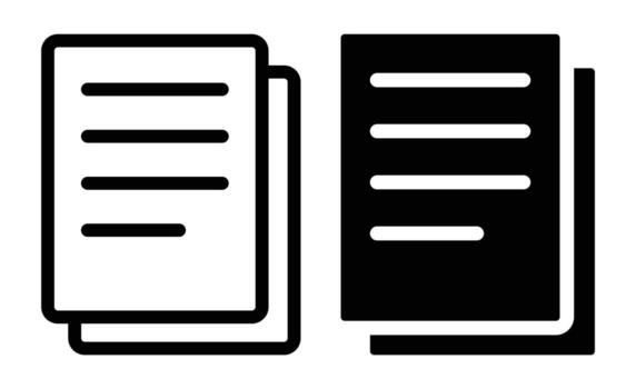 minimalista papel documento íconos en negro y blanco para gráfico diseño proyectos vector