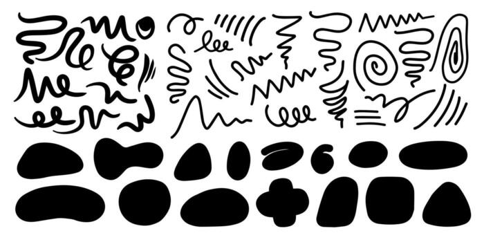 Abstract black ink blot background and other shape element. vector