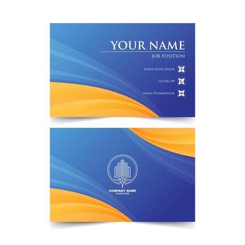 Modern Gradient Business Card with Abstract Building Icon Design vector