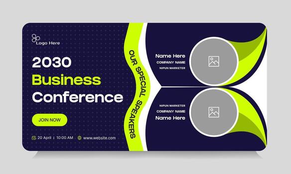 Editable digital business yearly conference digital webinar banner template design, online meeting banner design, talk show banner design, editable eps 10 file format vector