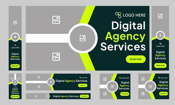 Digital web bundle banner design for social media post, digital marketing agency web set banner design, fully customizable eps 10 file format vector