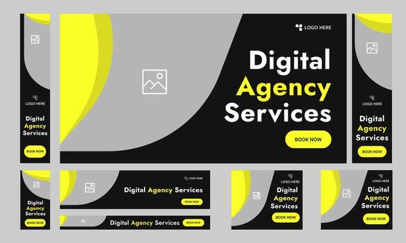 Best editable web bundle banner design for social media post, digital marketing agency web set banner design, fully customizable eps 10 file format vector