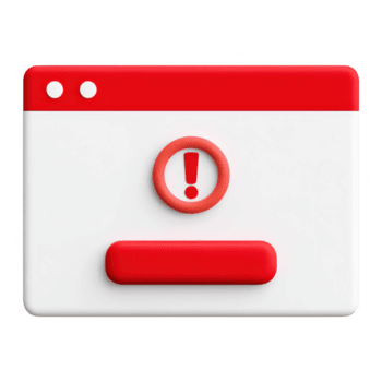 Red alert icon error message web interface notification symbol exclamation mark user interface warning sign digital alert popup window computer screen red and white minimal design flat style png