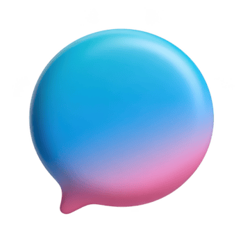 vistoso habla burbuja icono con azul y rosado degradado aislado en transparencia fondo, suave brillante superficie, moderno diseño, comunicación símbolo, digital mensaje concepto png