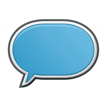 Blue speech bubble icon with white and black outline isolated on transparent background, symbol for communication and messaging in digital design png