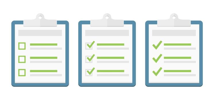 Check list icons on clipboard with three check boxes vector