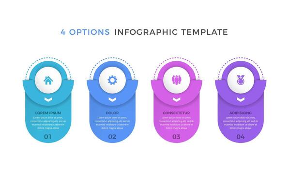Infographic design template with four parts with place for icons and text vector