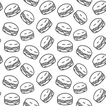 Seamless bakery macaron pattern line art design vector