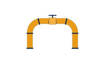 industriell rörledning ventil roterande 2d tecknad serie objekt animation. rör strömma reglering. olja vätska kontrollera. petroleum linje. gas distribution animerad platt färgrik Artikel 4k isolerat på vit video