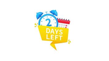 Animated countdown timer with two days left video