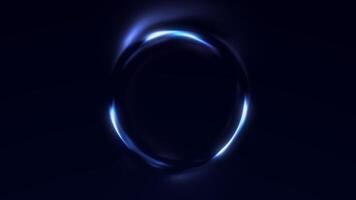 brillante azul resumen energía esfera animación con suave partícula ligero olas en oscuro antecedentes. futurista 3d orbe lazo en 4k video