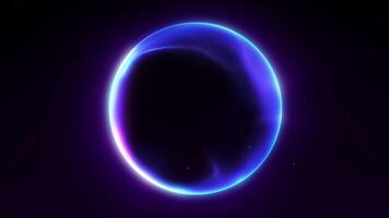 Abstract futuristic purple blue energy sphere smoothly flowing on a dark background. Digital glowing 4K loop animation with fluid particle texture. video