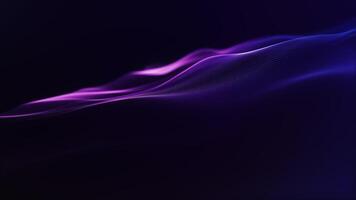 Flowing abstract purple gradient waves made of glowing digital particles. Smooth futuristic 4K seamless loop background with elegant motion. video