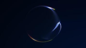 Glowing gradient sphere with dissolving liquid particle flow and smooth abstract motion on dark futuristic background. Seamless 4K loop. video