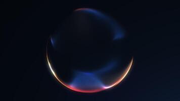 minimo raggiante pendenza sfera con blu e arancia mette in risalto. futuristico astratto globo animazione con liscio particella onda energia. 4k ciclo continuo. video