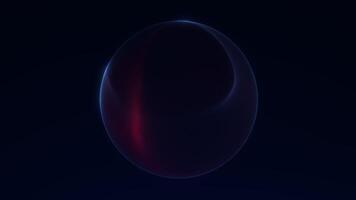 ljus röd och blå lysande sfär av strömmande digital energi. trogen abstrakt partikel klot animering i sömlös 4k slinga. video