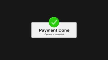 Payment done notification animation on a green screen. Online payment Concepts. Smartphone with payment Successful notificationwhite color video