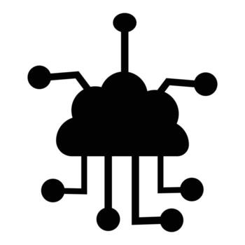 Network cloud icon, logo design. Silhouette of cloud computing icon. Data cloud, circuit board or electronic motherboard. High-tech technology data. eps 10 vector